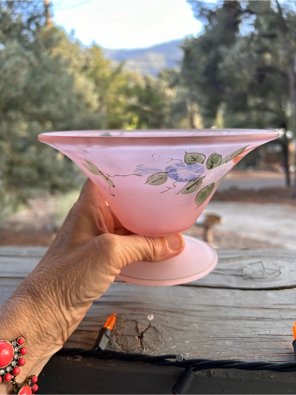 Vintage Pink satin glass mayonnaise bowl 1920-50